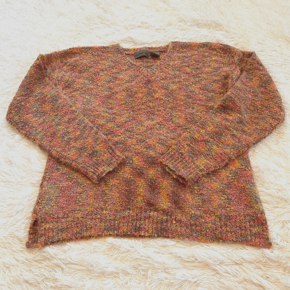 Vtg Signature Expressions Sweater XL Rustic Multicolor Mohair Blend 15204x‎